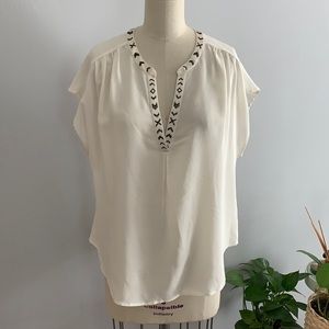 Joie off white silk blouse short sleeve